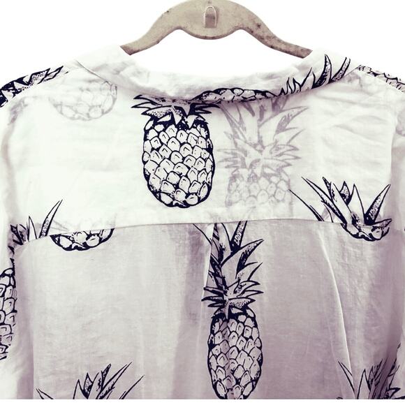 Blue Island Beach Coverup Pineapples 1X Lightweight Resort-wear Breezy Pockets - Picture 12 of 13